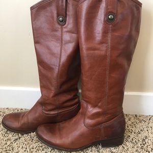 Frye Melissa Calf Boots in Cognac